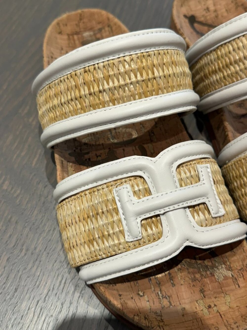 SAM EDELMAN White/Tan Slide Sandals - Size 8 - Picture 2 of 8